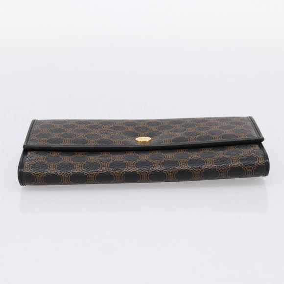 CELINE Macadam Canvas Long Wallet PVC Leather Gold Black Auth 198768V