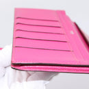 HERMES Beansufla Wallet Leather Pink Silver Auth 198769A-18