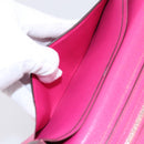 HERMES Beansufla Wallet Leather Pink Silver Auth 198769A-9