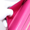 HERMES Beansufla Wallet Leather Pink Silver Auth 198769A-20