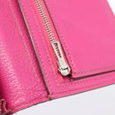 HERMES Beansufla Wallet Leather Pink Silver Auth 198769A-10
