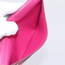 HERMES Beansufla Wallet Leather Pink Silver Auth 198769A-21