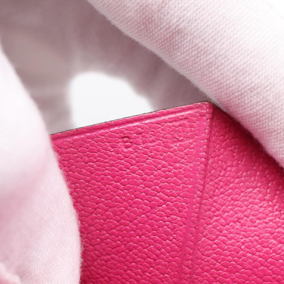 HERMES Beansufla Wallet Leather Pink Silver Auth 198769A