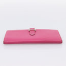 HERMES Beansufla Wallet Leather Pink Silver Auth 198769A-6