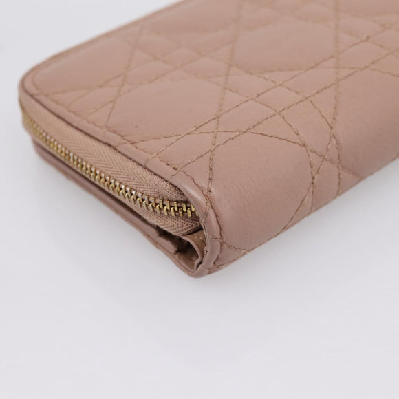 Christian Dior Canage Scarlet Wallet Lamb Skin Pink Auth 198778M