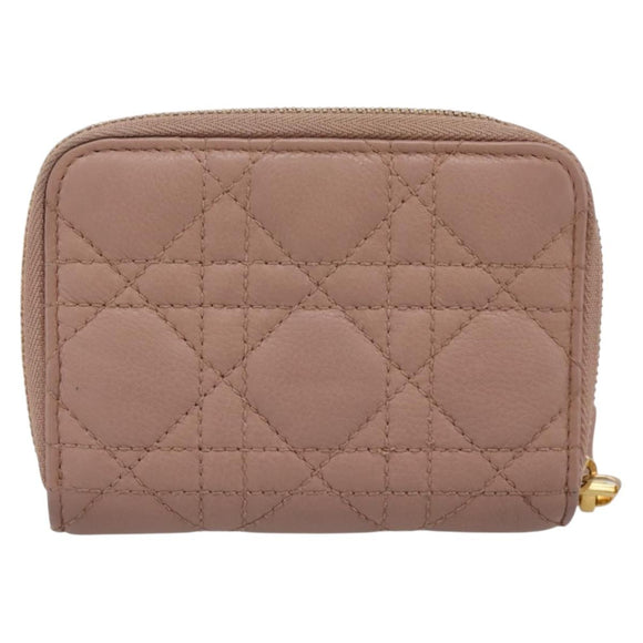 Christian Dior Canage Scarlet Wallet Lamb Skin Pink Auth 198778M