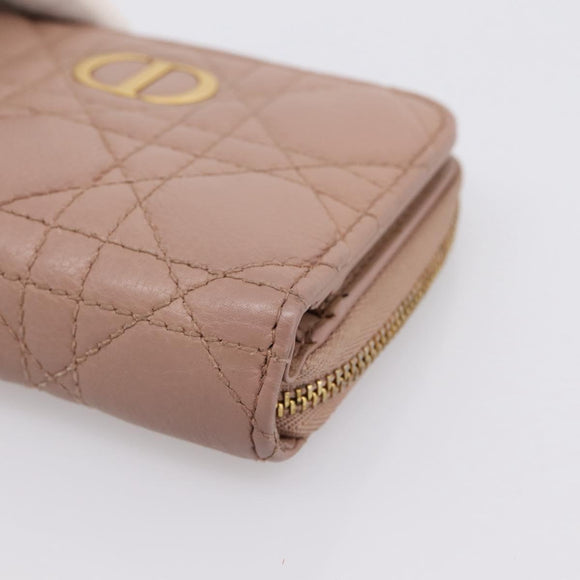 Christian Dior Canage Scarlet Wallet Lamb Skin Pink Auth 198778M
