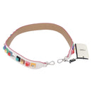 FENDI Strap You Shoulder Strap Leather White Silver Auth 198780M-1