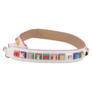 FENDI Strap You Shoulder Strap Leather White Silver Auth 198780M-4