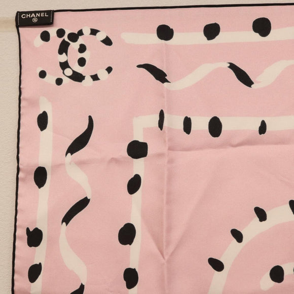 CHANEL Scarf Silk Pink CC Auth 198781V