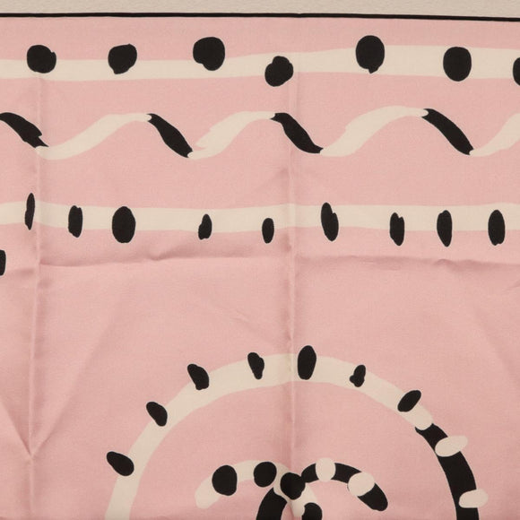 CHANEL Scarf Silk Pink CC Auth 198781V
