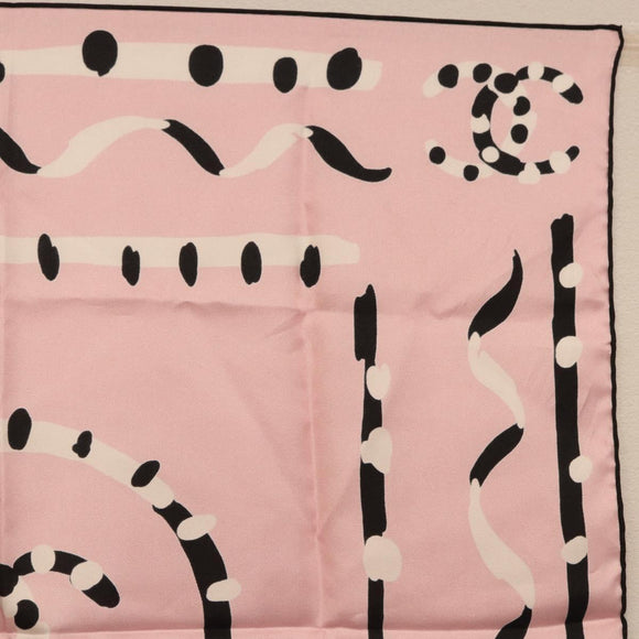 CHANEL Scarf Silk Pink CC Auth 198781V