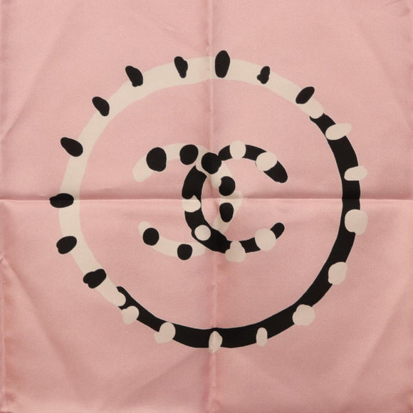 CHANEL Scarf Silk Pink CC Auth 198781V