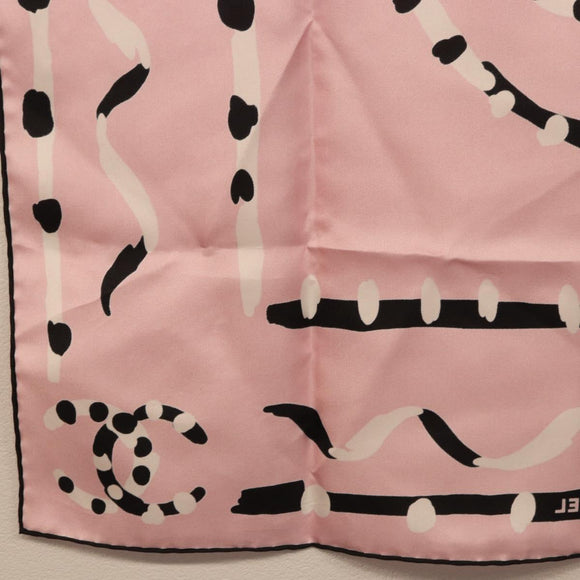 CHANEL Scarf Silk Pink CC Auth 198781V