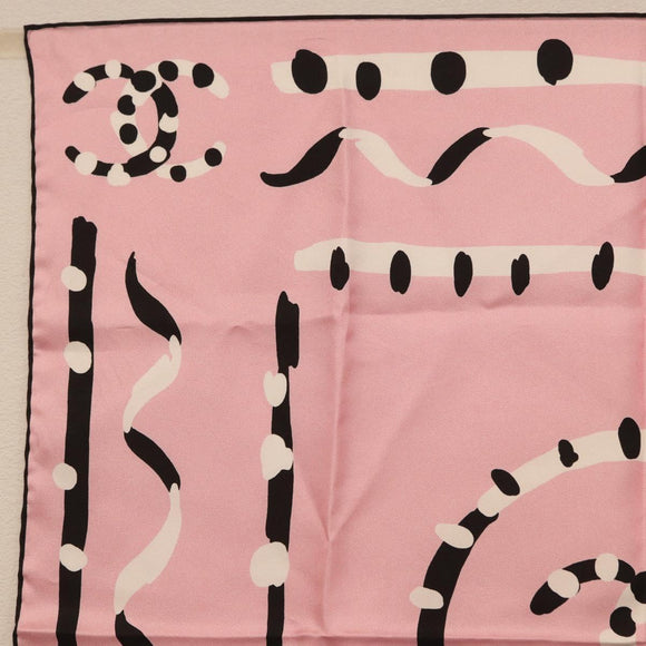 CHANEL Scarf Silk Pink CC Auth 198781V