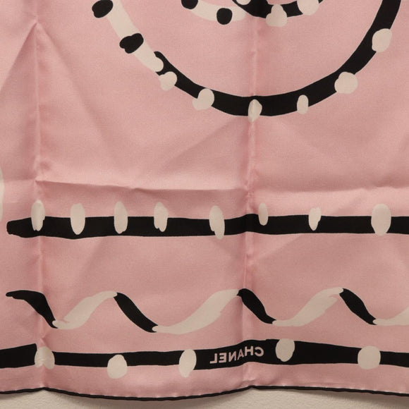 CHANEL Scarf Silk Pink CC Auth 198781V