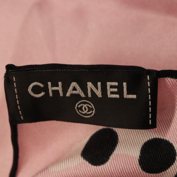 CHANEL Scarf Silk Pink CC Auth 198781V