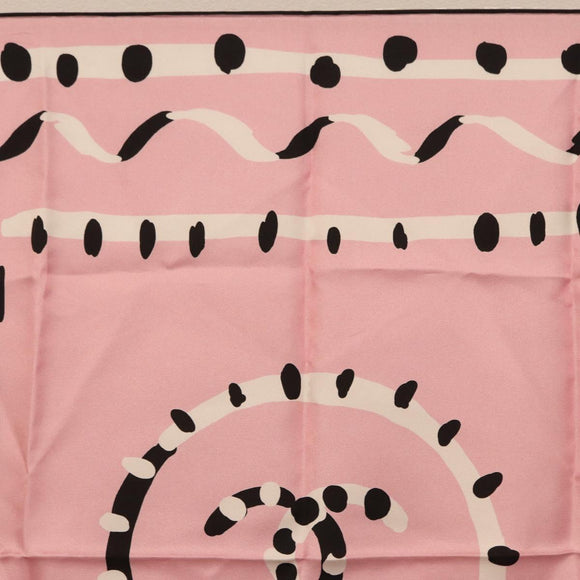CHANEL Scarf Silk Pink CC Auth 198781V
