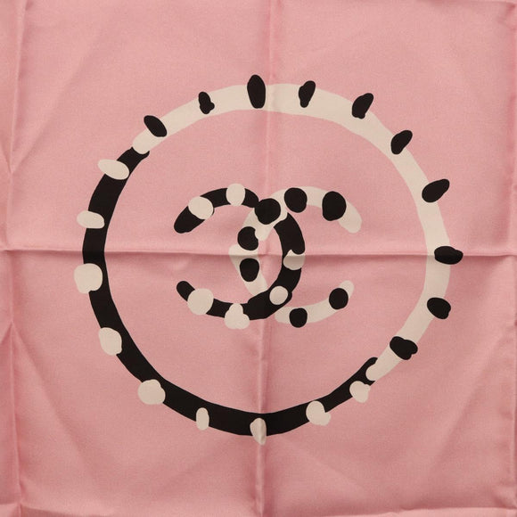 CHANEL Scarf Silk Pink CC Auth 198781V