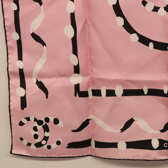 CHANEL Scarf Silk Pink CC Auth 198781V