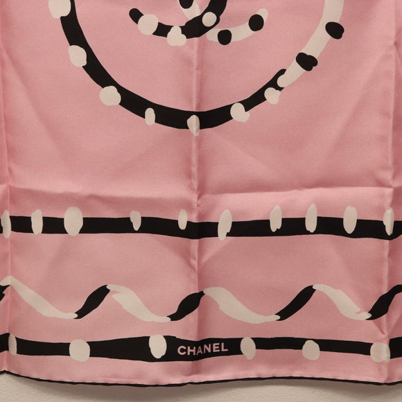 CHANEL Scarf Silk Pink CC Auth 198781V