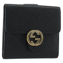 GUCCI Interlocking G Compact Wallet Leather Outlet Black 598167 Auth 198786A-1