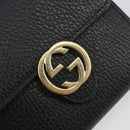 GUCCI Interlocking G Compact Wallet Leather Outlet Black 598167 Auth 198786A-12