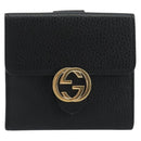 GUCCI Interlocking G Compact Wallet Leather Outlet Black 598167 Auth 198786A-2