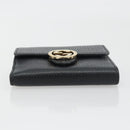 GUCCI Interlocking G Compact Wallet Leather Outlet Black 598167 Auth 198786A-7