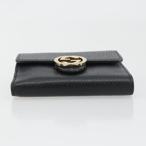 GUCCI Interlocking G Compact Wallet Leather Outlet Black 598167 Auth 198786A