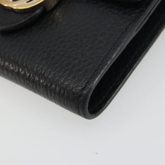 GUCCI Interlocking G Compact Wallet Leather Outlet Black 598167 Auth 198786A