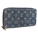 LOUIS VUITTON Monogram Denim Zippy Wallet Blue M95342 LV Auth 198787V-1