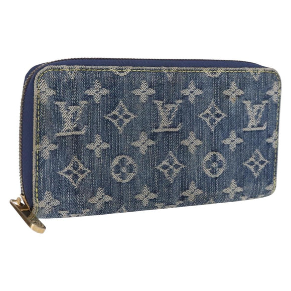 LOUIS VUITTON Monogram Denim Zippy Wallet Blue M95342 LV Auth 198787V