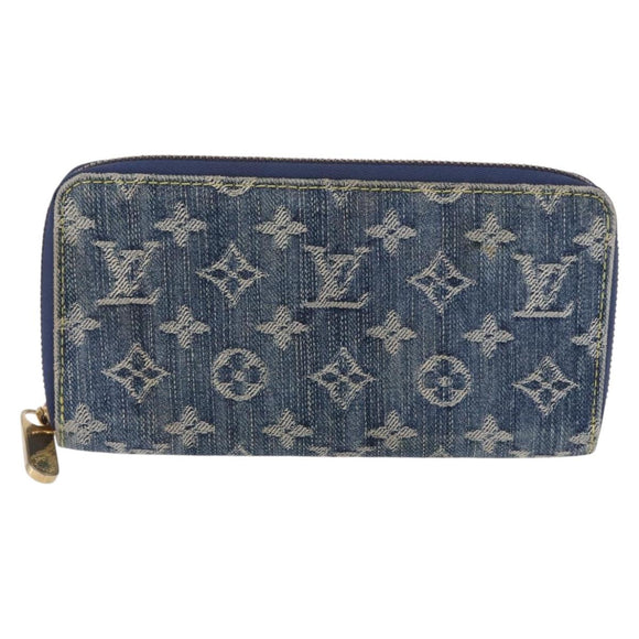 LOUIS VUITTON Monogram Denim Zippy Wallet Blue M95342 LV Auth 198787V