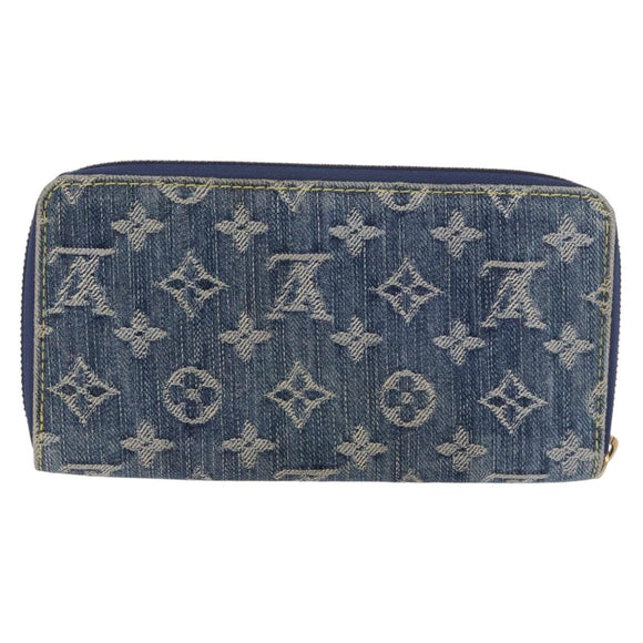 LOUIS VUITTON Monogram Denim Zippy Wallet Blue M95342 LV Auth 198787V