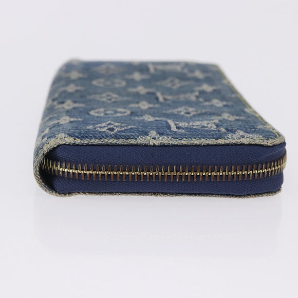 LOUIS VUITTON Monogram Denim Zippy Wallet Blue M95342 LV Auth 198787V