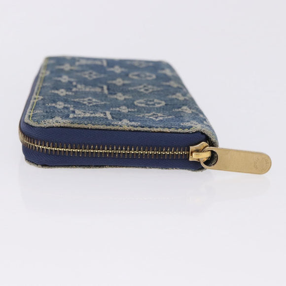 LOUIS VUITTON Monogram Denim Zippy Wallet Blue M95342 LV Auth 198787V