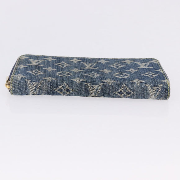 LOUIS VUITTON Monogram Denim Zippy Wallet Blue M95342 LV Auth 198787V