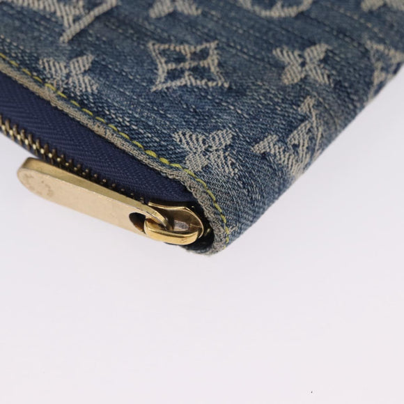 LOUIS VUITTON Monogram Denim Zippy Wallet Blue M95342 LV Auth 198787V