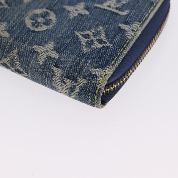 LOUIS VUITTON Monogram Denim Zippy Wallet Blue M95342 LV Auth 198787V