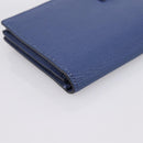 HERMES Bearn Soufflet Wallet Leather Blue Silver Auth 198789V-11