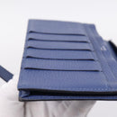 HERMES Bearn Soufflet Wallet Leather Blue Silver Auth 198789V-14