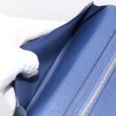 HERMES Bearn Soufflet Wallet Leather Blue Silver Auth 198789V-17