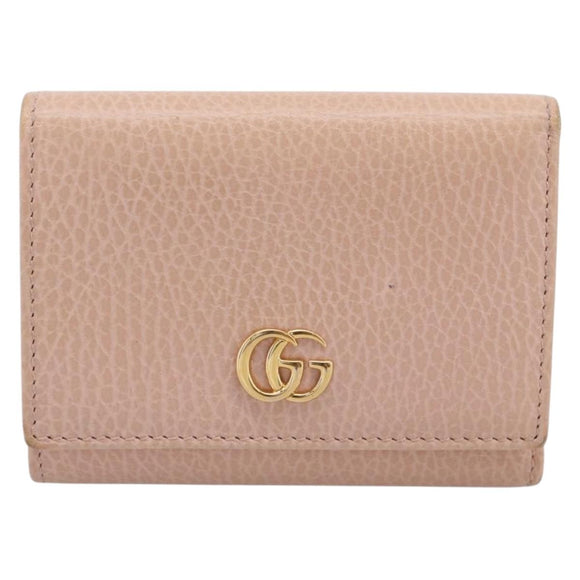 GUCCI GG Marmont Compact Wallet Leather Pink Gold 474746 Auth 198790A