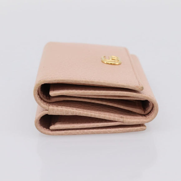 GUCCI GG Marmont Compact Wallet Leather Pink Gold 474746 Auth 198790A