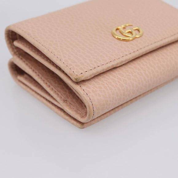 GUCCI GG Marmont Compact Wallet Leather Pink Gold 474746 Auth 198790A