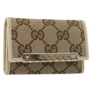 GUCCI GG Canvas Key Case Beige Gold 127048 1147 Auth 198792A-1