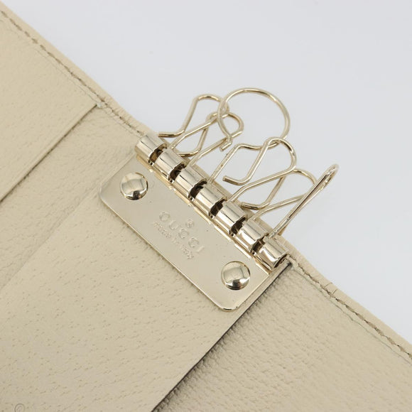 GUCCI GG Canvas Key Case Beige Gold 127048 1147 Auth 198792A