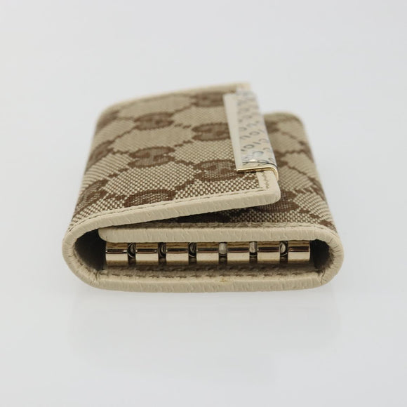 GUCCI GG Canvas Key Case Beige Gold 127048 1147 Auth 198792A
