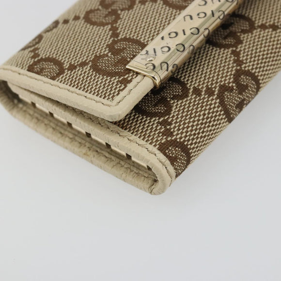 GUCCI GG Canvas Key Case Beige Gold 127048 1147 Auth 198792A